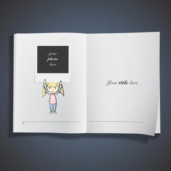 Kid rond een hart op boek afgedrukt. vector ontwerp — Stockvector