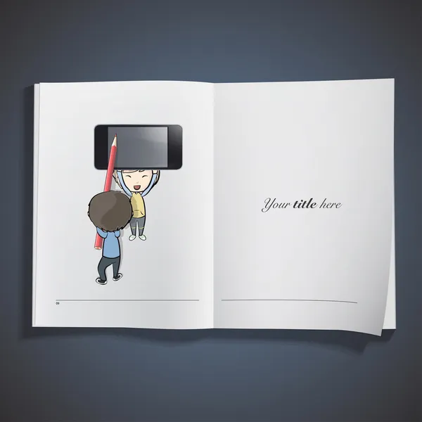 Kid rond een hart op boek afgedrukt. vector ontwerp — Stockvector