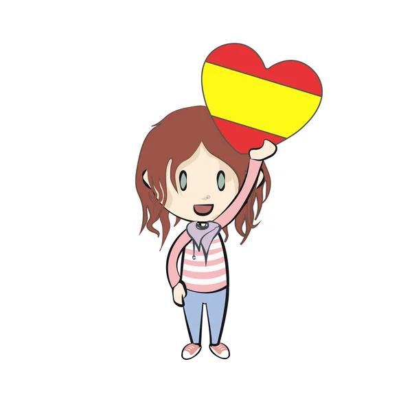 Kid holding a heart flag, Vector design — Stock Vector