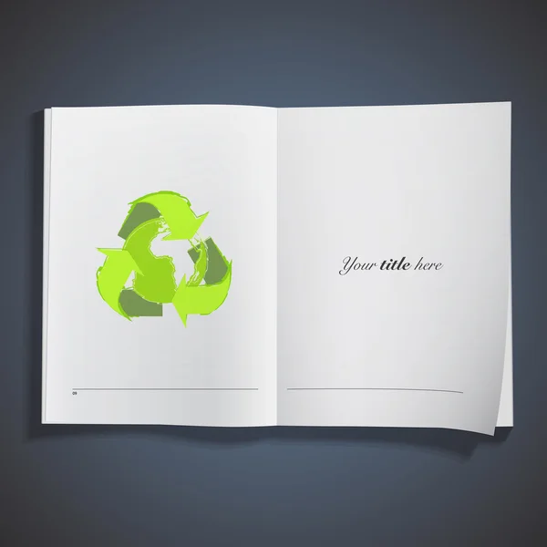 Recycle pictogram met wereld binnen gedrukt op boek. vector ontwerp. — Stockvector