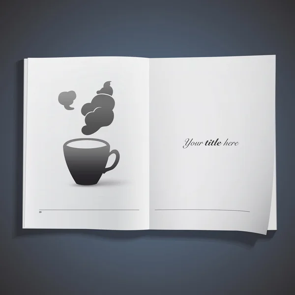 Icona di tazza di caffè stampata sul libro. Design vettoriale . — Vettoriale Stock