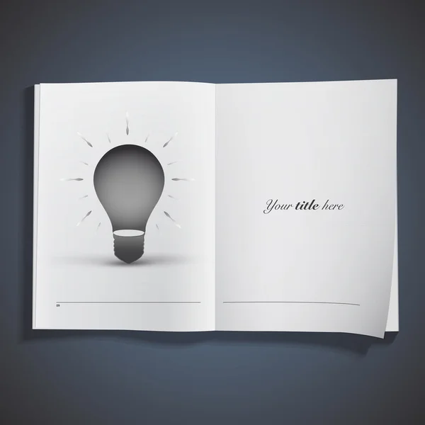Symbol-Glühbirne auf Buch gedruckt. Vektordesign. — Stockvektor