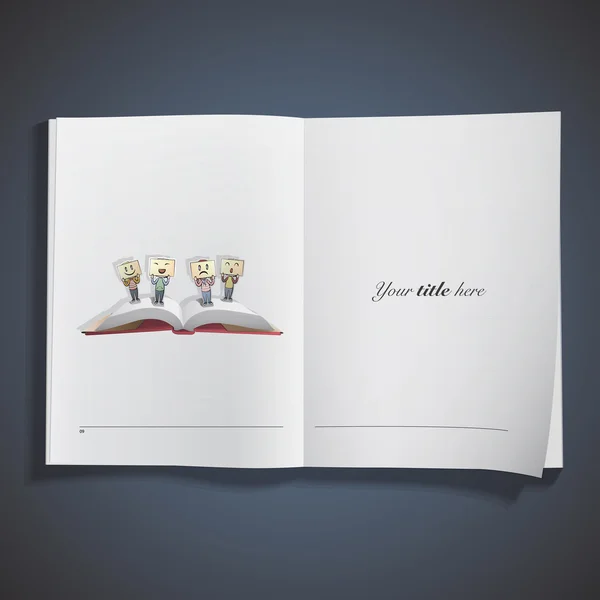 Open boek met verschillende emoties... vector ontwerp. — Stockvector