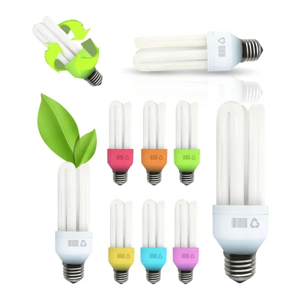 Set of light bulbs isolated over white. Vector design. — Stock Vector