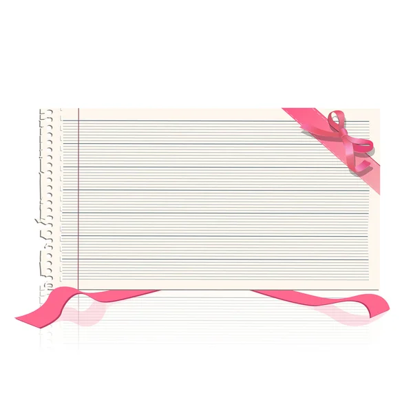 List notebook s červené stužky. Vektorová design — Stockový vektor