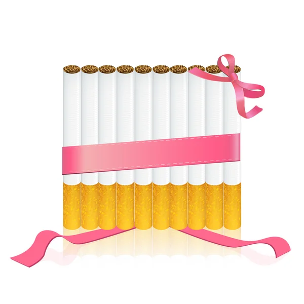 Group of cigarettes with red ribbons. Vector design — Stock Vector