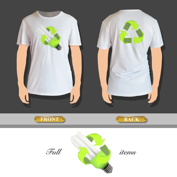 Eco gloeilamp afgedrukt op t-shirt. vector ontwerp. — Stockvector