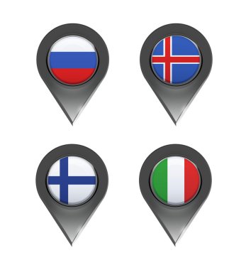 bayrak beyaz arka plan üzerinde işaretçiler içinde. vektör tasarımı.