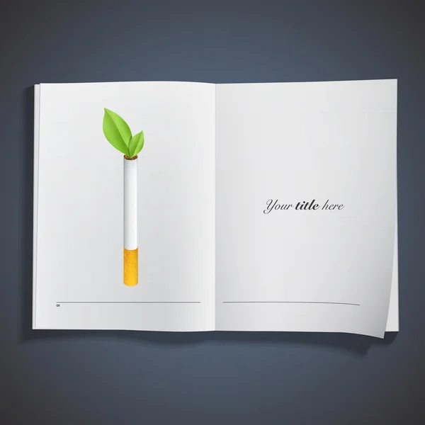Ökologische Zigarette auf Buch gedruckt. Vektordesign — Stockvektor