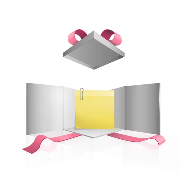 Carta gialla all'interno della confezione regalo. Design vettoriale . — Vettoriale Stock