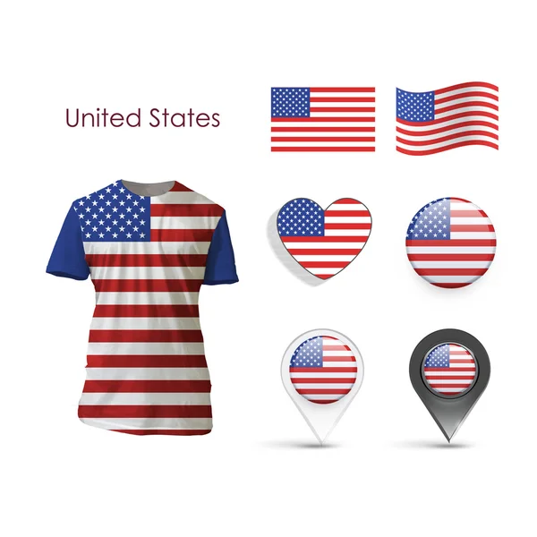 Set of America design over white background — Stock Vector