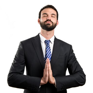 iş adamı izole beyaz zemin üzerine zen