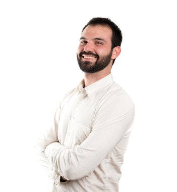 kollarını ile iş adamı izole arka plan üzerinde çarpı işareti