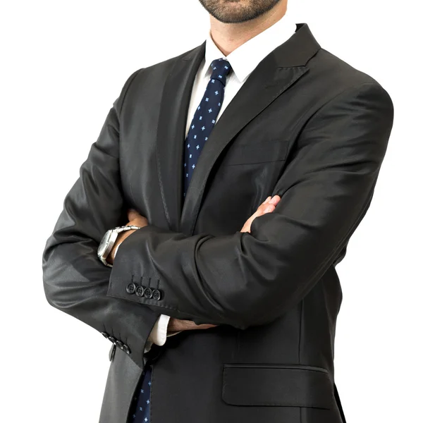 Business man with his arms crossed over isolated background — Stock Photo, Image