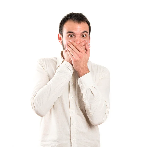 Young man surprised over white background — Stock Photo, Image