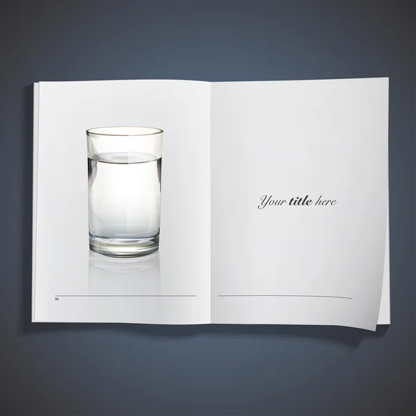リアルな水のガラスは本に印刷されます。ベクトルのデザイン — ストックベクタ