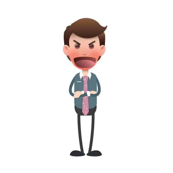 Angry businessman and shouting over white background. Vector design. — Stock Vector