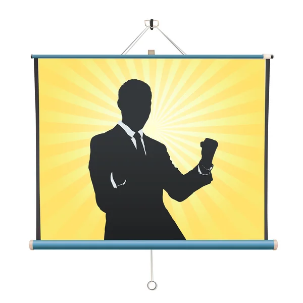 Businessman projected on white screen. isolated vector design. — Stock Vector