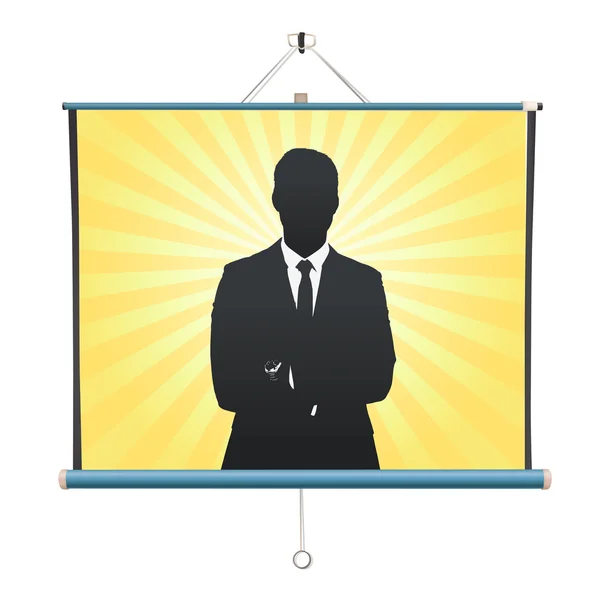 Businessman projected on white screen. isolated vector design. — Stock Vector