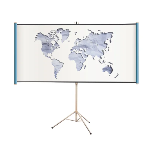 White projector screen with world map inside. isolated vector design. — Stock Vector