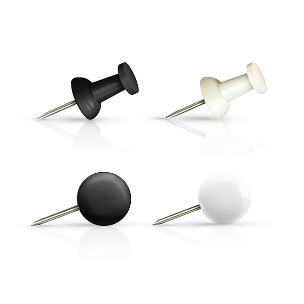 White and black pushpins. Vector design — Stock Vector