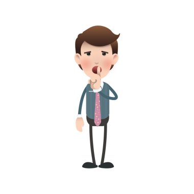 Beyaz arka plan üzerinde işadamı yapım sessizlik jest. vektör tasarımı