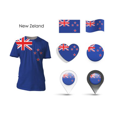 Beyaz arka plan üzerinde Yeni Zelanda tasarımını ayarla