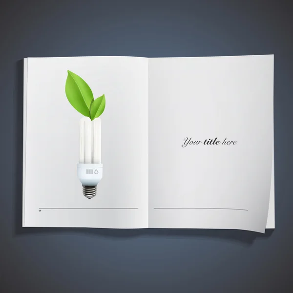 Eco gloeilamp afgedrukt op boek. vector ontwerp — Stockvector