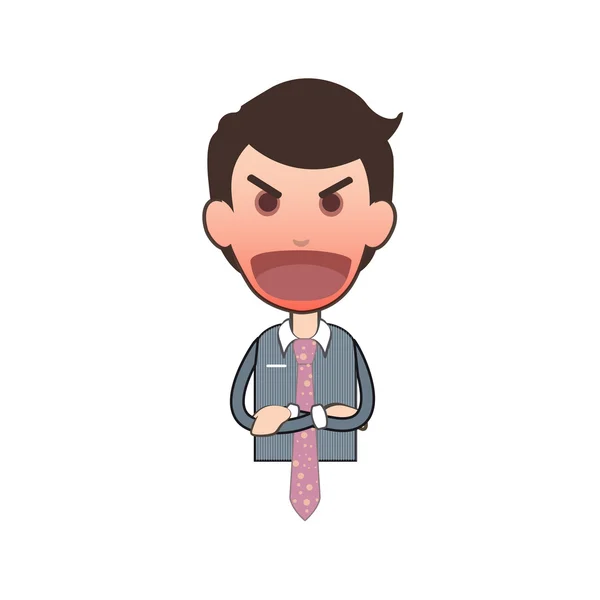 Angry businessman and shouting over white background. Vector design. — Stock Vector