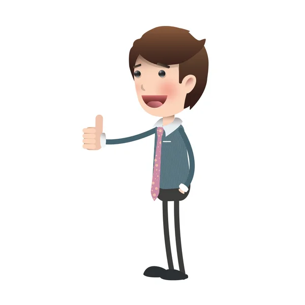 Happy businessman with his thumb up over isolated background. Vector design. — Stock Vector