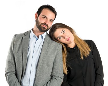 hoş bir çift beyaz zemin üzerine.