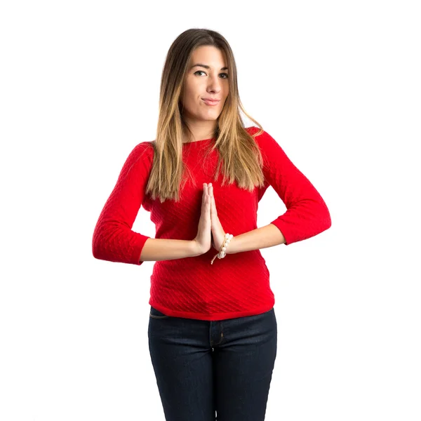 Woman zen over isolated white background — Stock Photo, Image