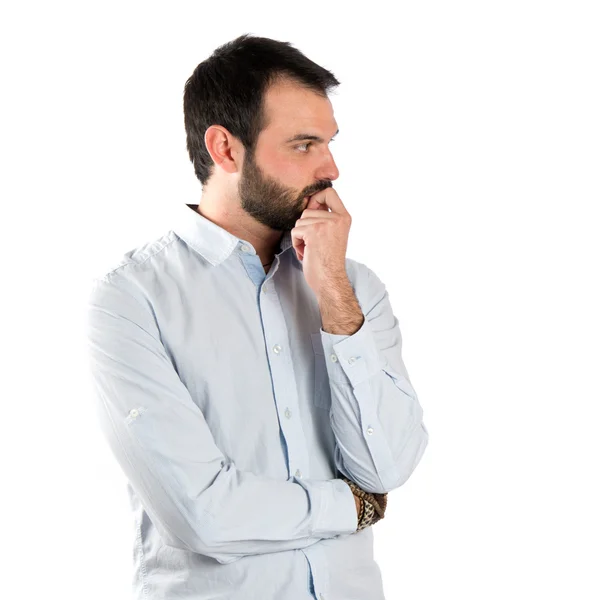 Mannen verleiden op witte achtergrond — Stockfoto