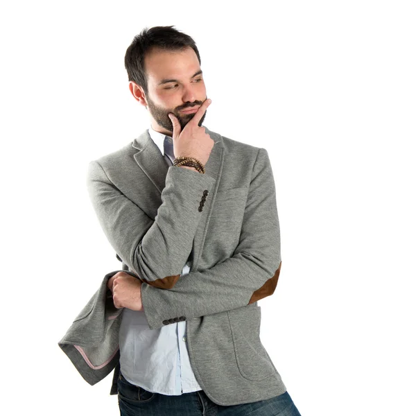 Man looking over white background — Stock Photo, Image