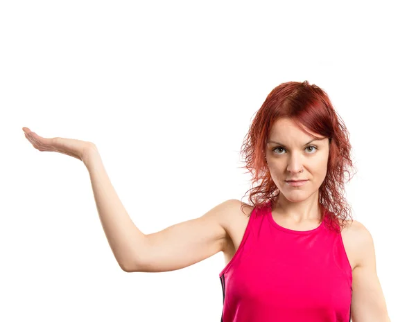 Jovencita sosteniendo algo . — Foto de Stock