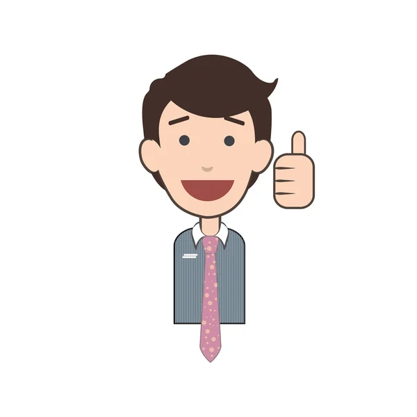 Feliz hombre de negocios con el pulgar hacia arriba sobre el fondo aislado. Diseño vectorial . — Vector de stock