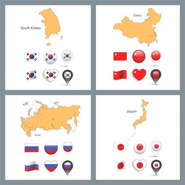 Set di disegni di bandiere su sfondo bianco . — Vettoriale Stock