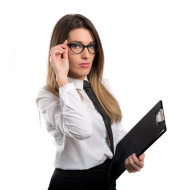 Beyaz arka plan üzerinde iş kadını