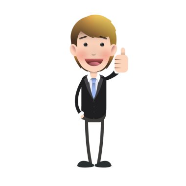 izole arka plan üzerinde yaptığı başparmak ile mutlu bir işadamı. vektör tasarımı.