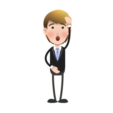 genç adam beyaz arka plan üzerinde şaşırttı. vektör tasarımı.