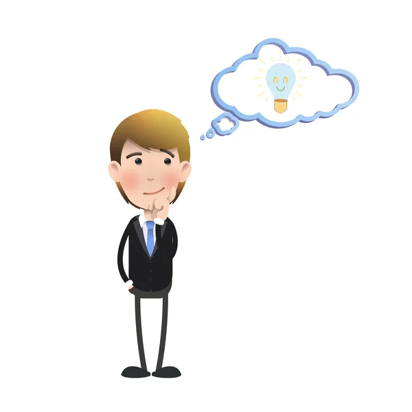 Businessman thinking an idea over white background. Vector design — Stock Vector