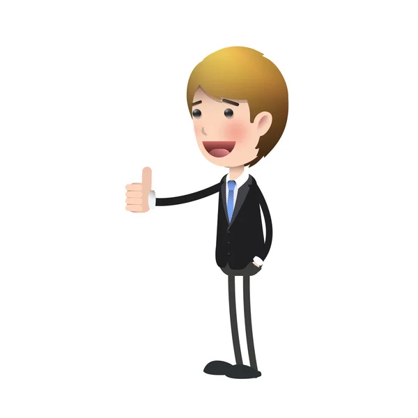 Happy businessman with his thumb up over isolated background. Vector design. — Stock Vector