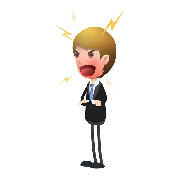 Angry businessman and shouting over white background. Vector design. — Stock Vector