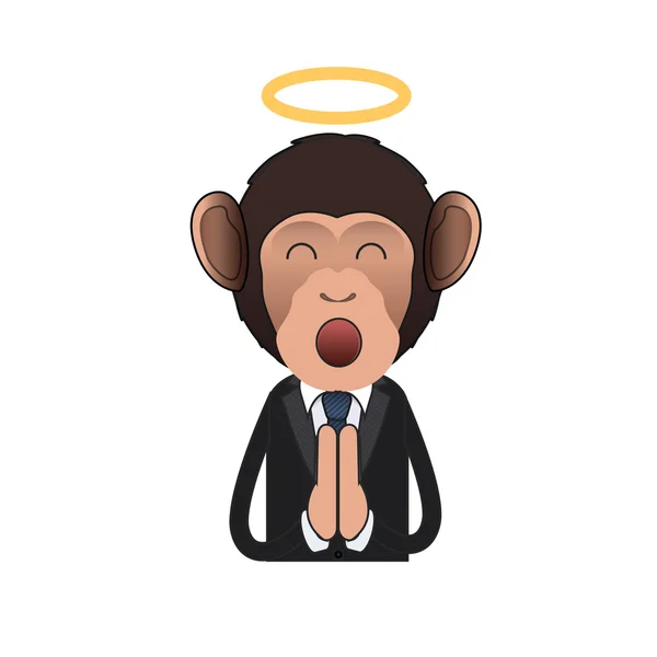 Business monkey zen over isolated background. Vector design — Stock Vector