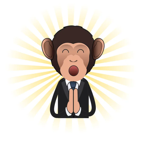 Business monkey zen over isolated background. Vector design — Stock Vector