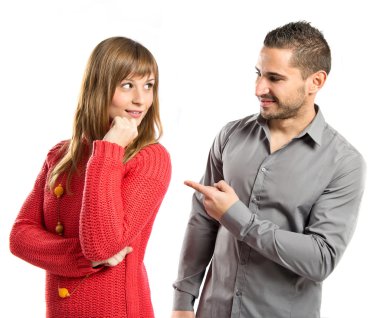 adam kız arkadaşı beyaz zemin işaret