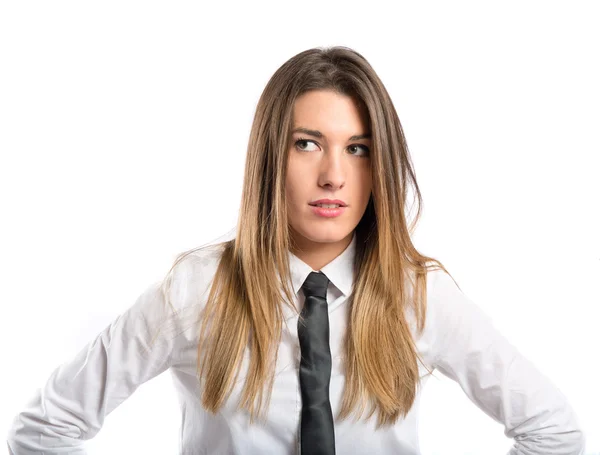 Young businesswoman over isolated white background — Stock Photo, Image