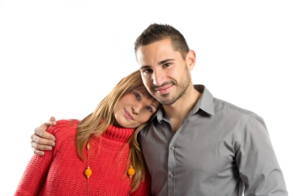 Pareja feliz sobre fondo blanco aislado —  Fotos de Stock