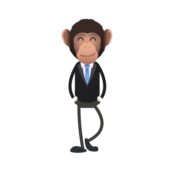 Happy business monkey over isolated background. Vector design. — Stock Vector