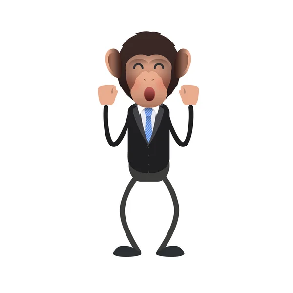 Happy business monkey over isolated background. Vector design. — Stock Vector